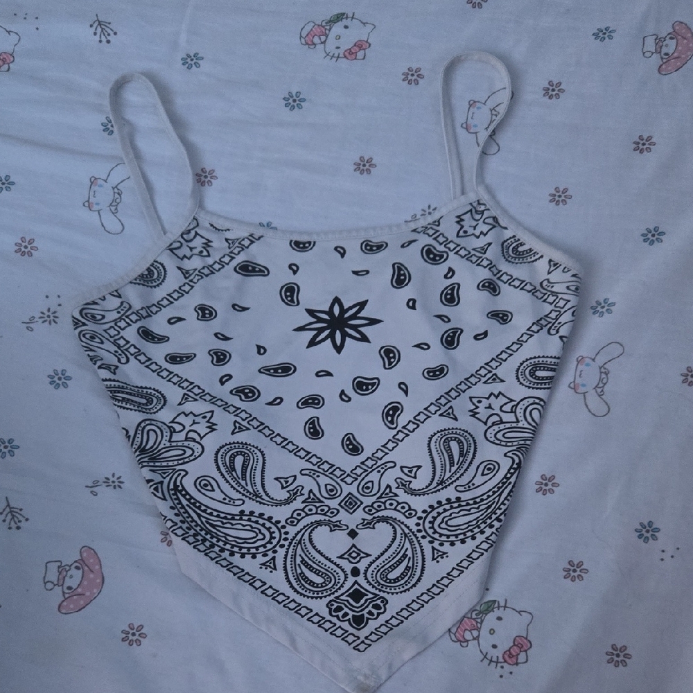 SHEIN White Bandana Print Handkerchief Cami Top